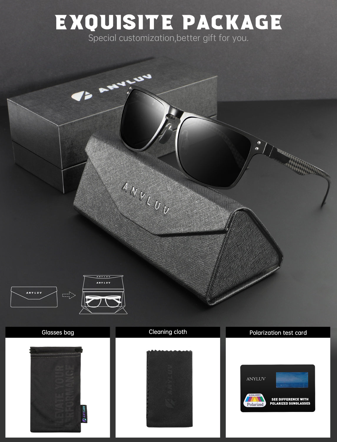 Luxury Carbon Fiber Temple Sunglasses S52-10