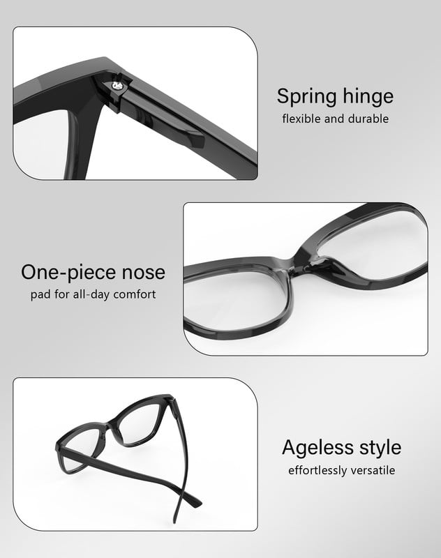 3-Pack Women's Reading Glasses with Blue Light Blocking and Anti-Glare Features(WMANJS1205-1-1-1-L250)