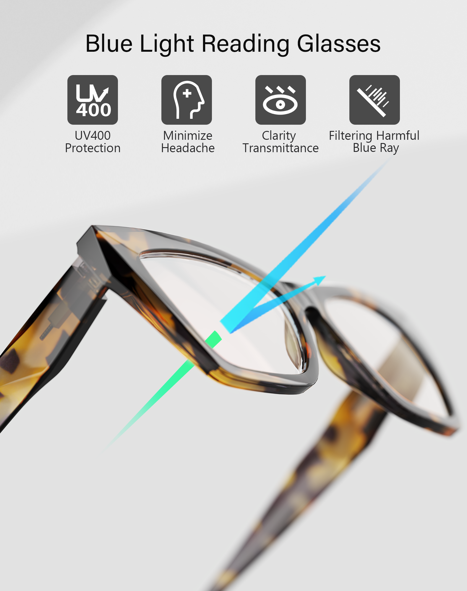 3-Pack Women's Reading Glasses with Blue Light Blocking and Anti-Glare Features(WMANJS1202-1-2-3-L150)