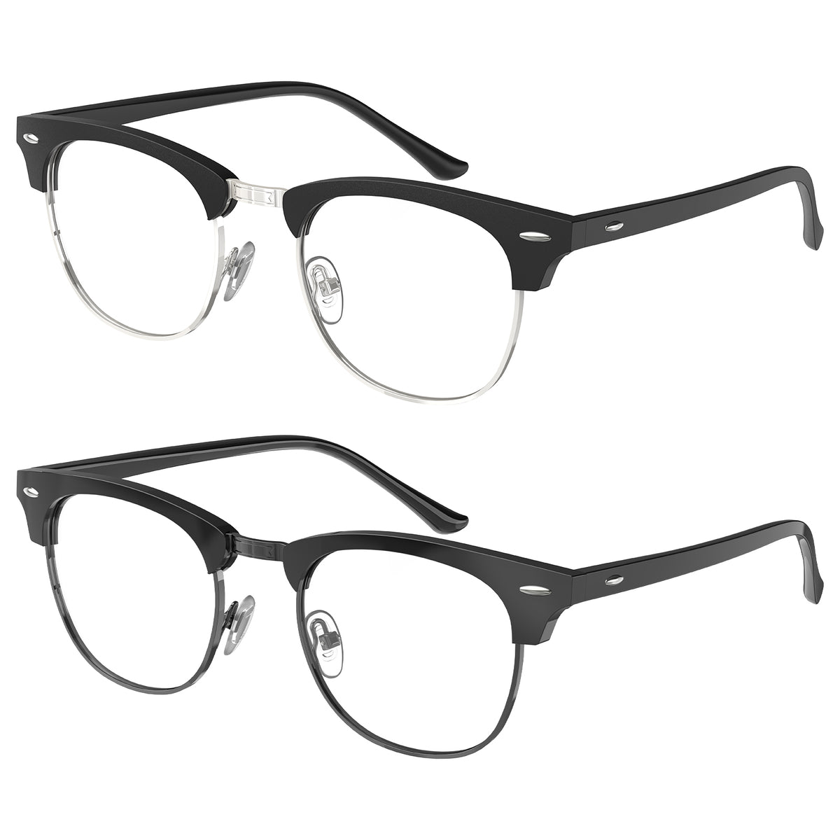 ANYLUV Blue Light Glasses for Women and Men,Advanced Computer Glasses,Semi Rimless Glasses(2 Packs)(WMAN4514-2-3)