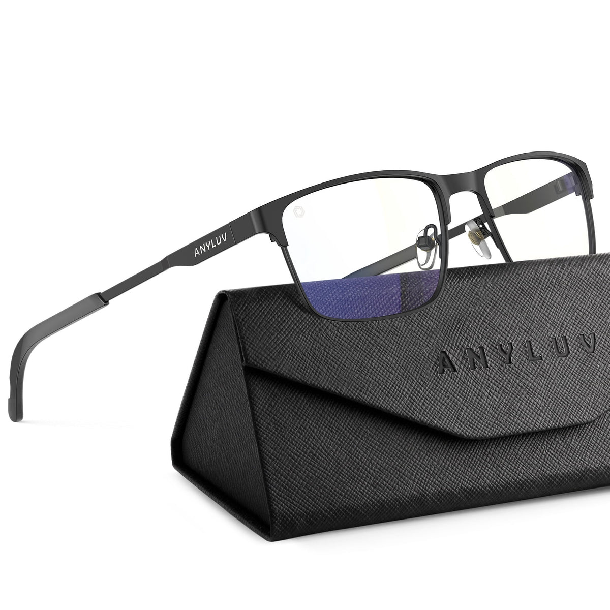 ANYLUV Reading Glasses Men/Women, Anti Eyestrain Blue Light Reader,Metal Cheaters Reading Computer Glasses,+1.00(WMAN132-1EP-L100)