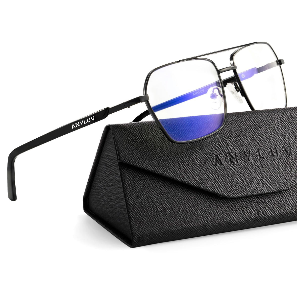 ANYLUV Reading Glasses Men Women Blue Light Blocking,Premium Mens Reading Glasses Al-mg Frame with Spring Hinge Anti Glare(WMAN4528-1-L125)