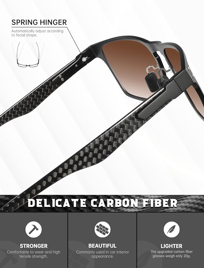 Luxury Carbon Fiber Temple Sunglasses S52-1