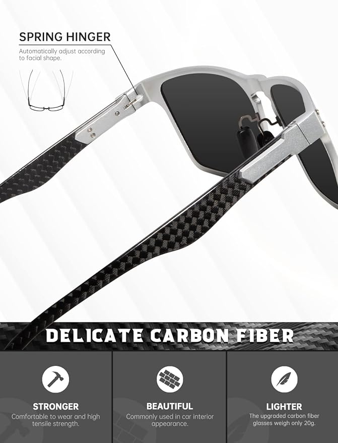 Luxury Carbon Fiber Temple Sunglasses S52-1