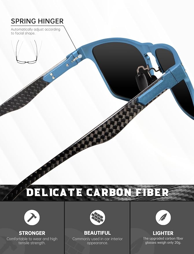 Luxury Carbon Fiber Temple Sunglasses S52-8
