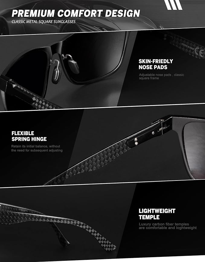 Luxury Carbon Fiber Temple Sunglasses S54-4