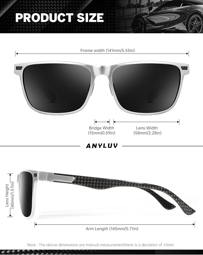 Luxury Carbon Fiber Temple Sunglasses S54-8