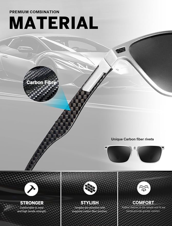 Luxury Carbon Fiber Temple Sunglasses S54-10