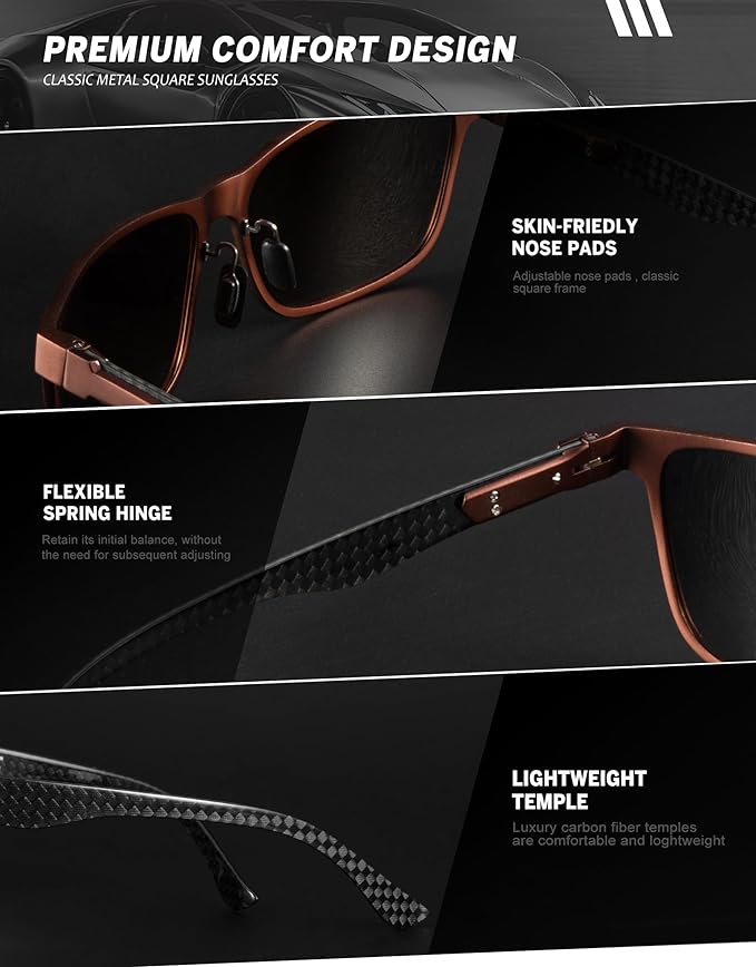 Luxury Carbon Fiber Temple Sunglasses S54-3