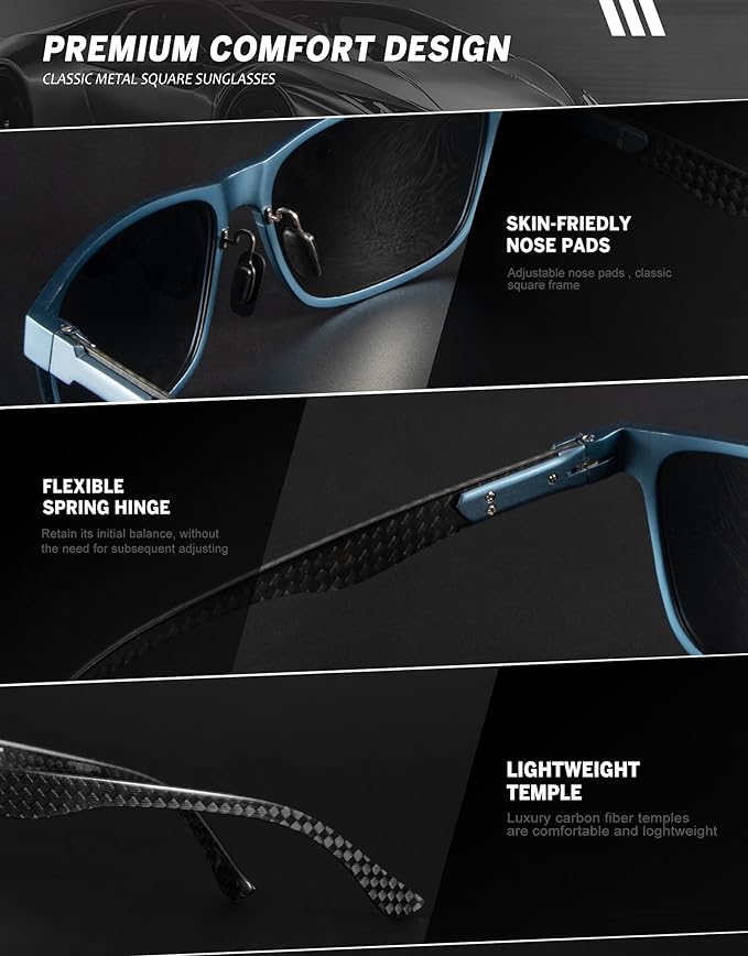 Luxury Carbon Fiber Temple Sunglasses S54-8