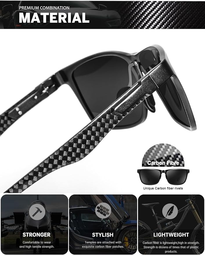 Luxury Carbon Fiber Temple Sunglasses S54-8