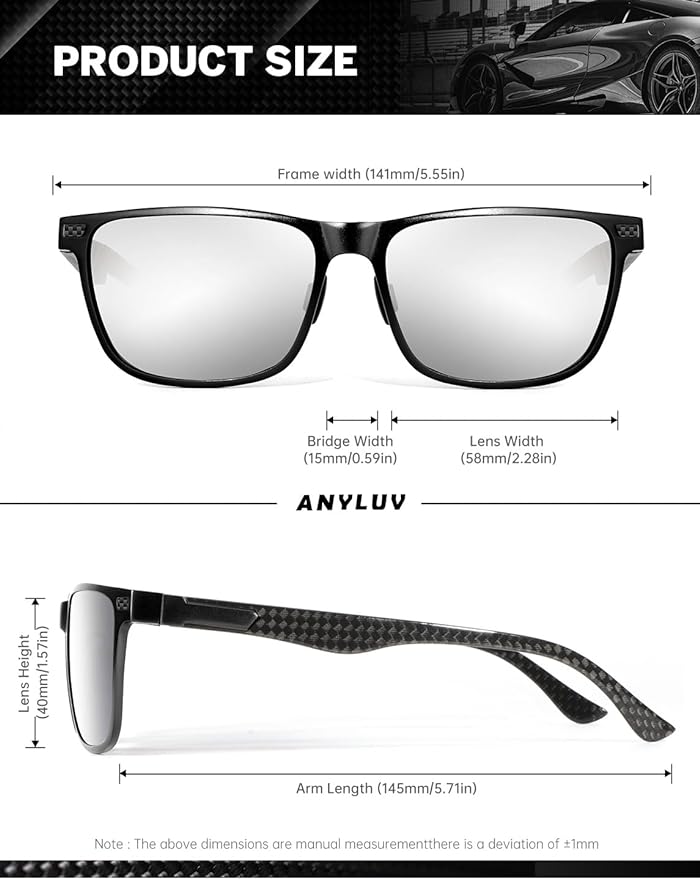 Luxury Carbon Fiber Temple Sunglasses S54-6