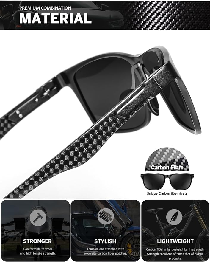 Luxury Carbon Fiber Temple Sunglasses S54-4