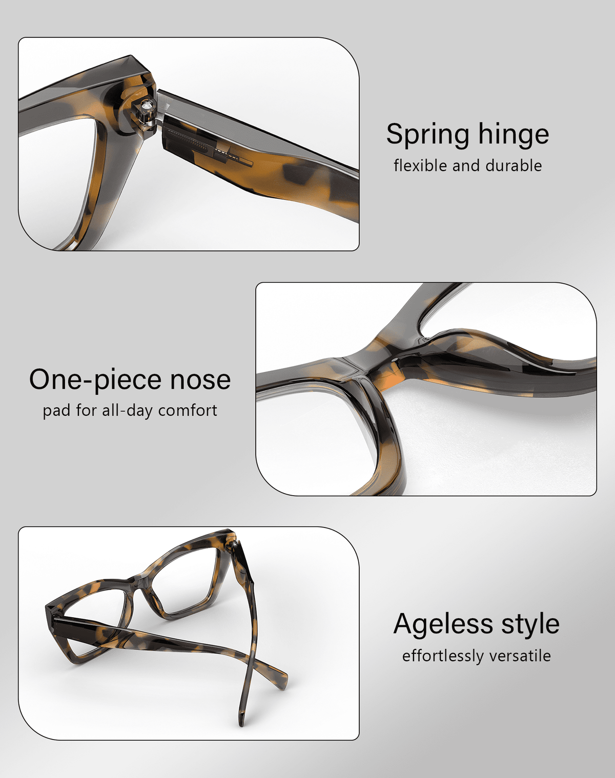 3-Pack Women's Reading Glasses with Blue Light Blocking and Anti-Glare Features(WMANJS1202-1-2-3-L200)