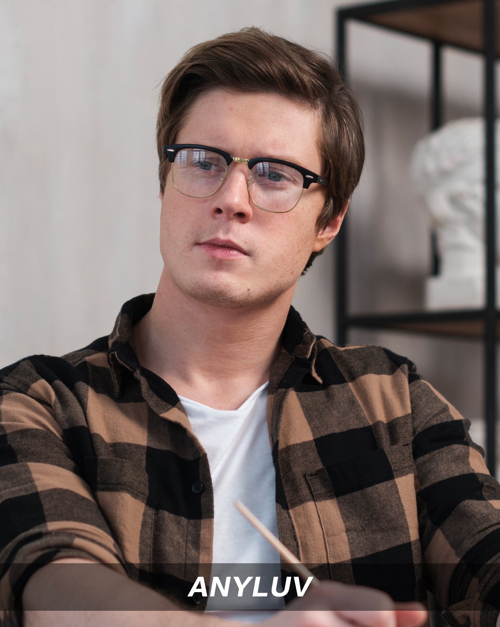 ANYLUV Blue Light Glasses for Women and Men,Advanced Computer Glasses,Semi Rimless Glasses(2 Packs)(WMAN4514-2-6)